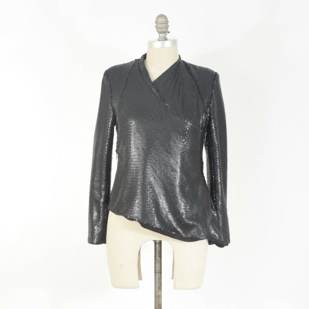 Line & Dot Matte Black Sequin Cascade Jacket - image 6
